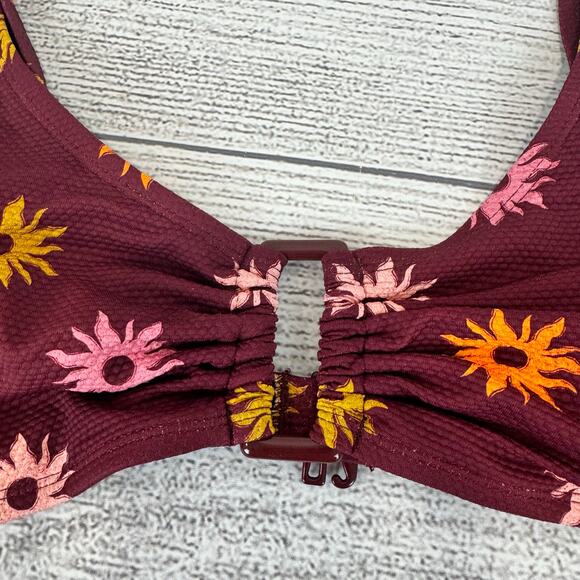 Old Navy Plus Size Maroon Sun Printed Swim Bikini Top Size 3X - Picture 3 of 7